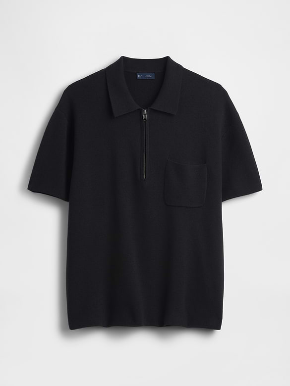 Oversized Quarter-Zip Pocket Polo Sweater