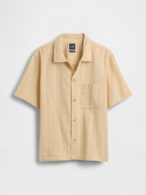Dobby Relaxed Straight-Hem Shirt