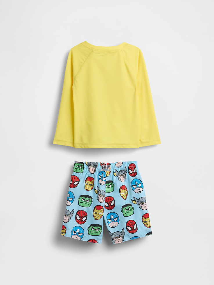 Image number 2 showing, Baby & Toddler Marvel Rash Guard Swim Set