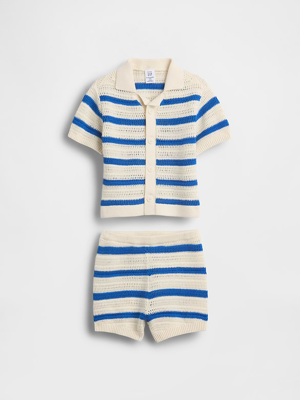 Baby Crochet Stripe Outfit Set
