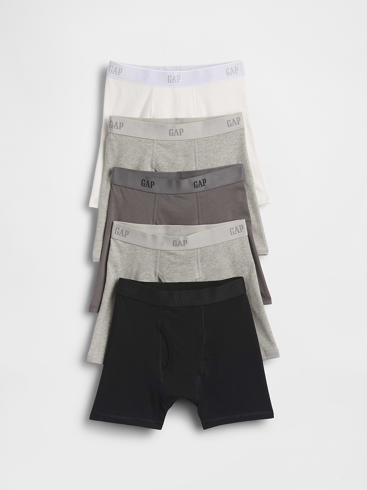 Image number 1 showing, Kids Organic Stretch Cotton Logo Boxer Briefs (5-Pack)