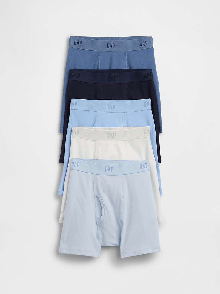 Image number 1 showing, Kids Organic Stretch Cotton Logo Boxer Briefs (5-Pack)