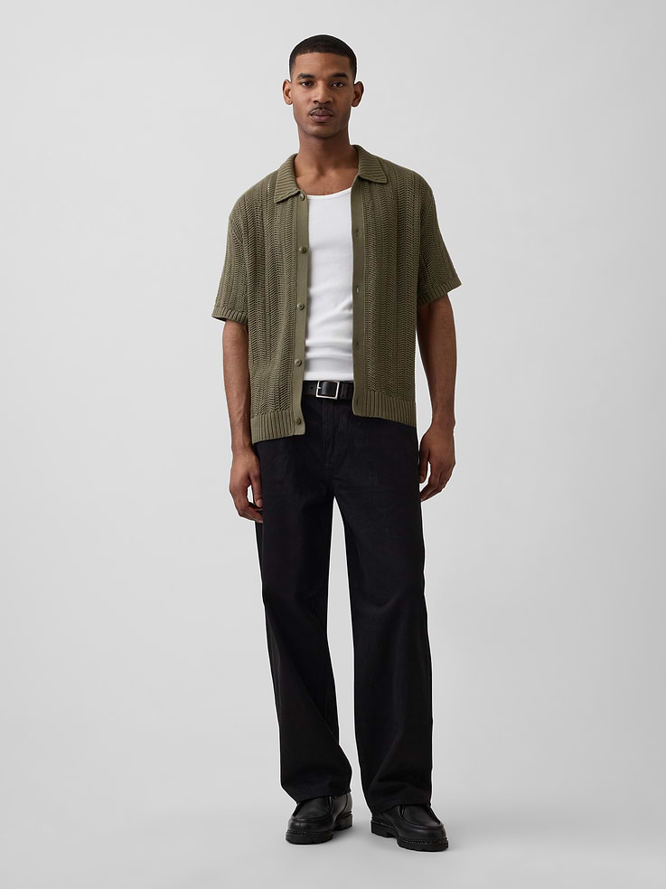 Image number 2 showing, Herringbone Crochet Sweater Shirt