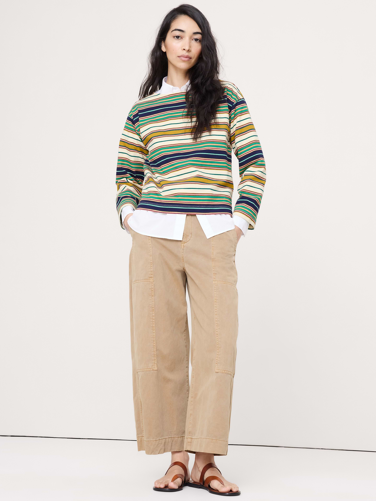 Image number 1 showing, Relaxed Cotton Boat-Neck Top