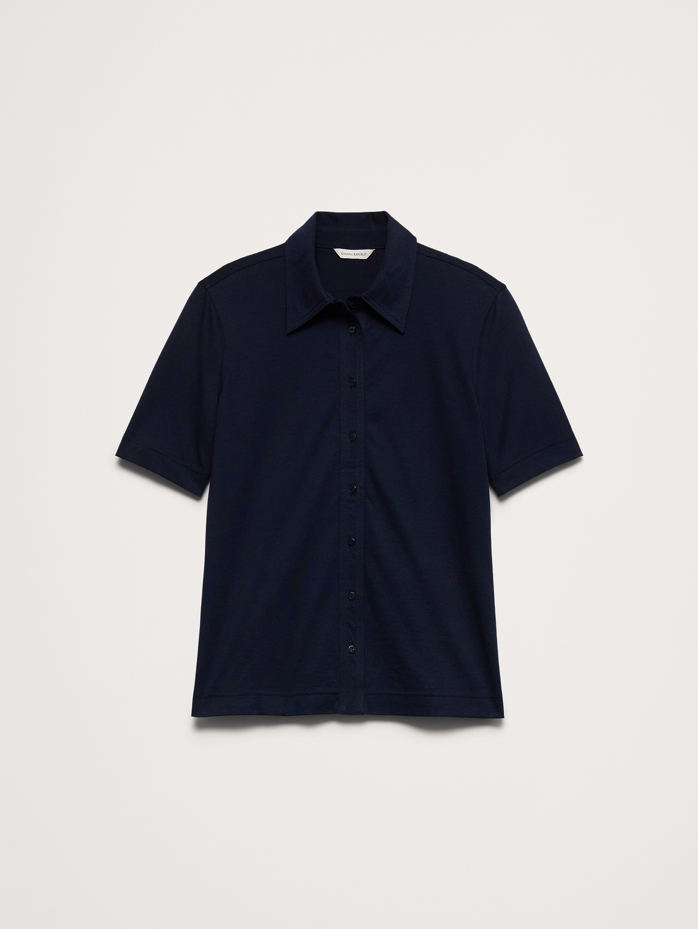 Image number 2 showing, Silky Cotton Short-Sleeve Button-Down Top