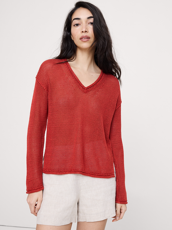 Heirloom Linen V-Neck Sweater