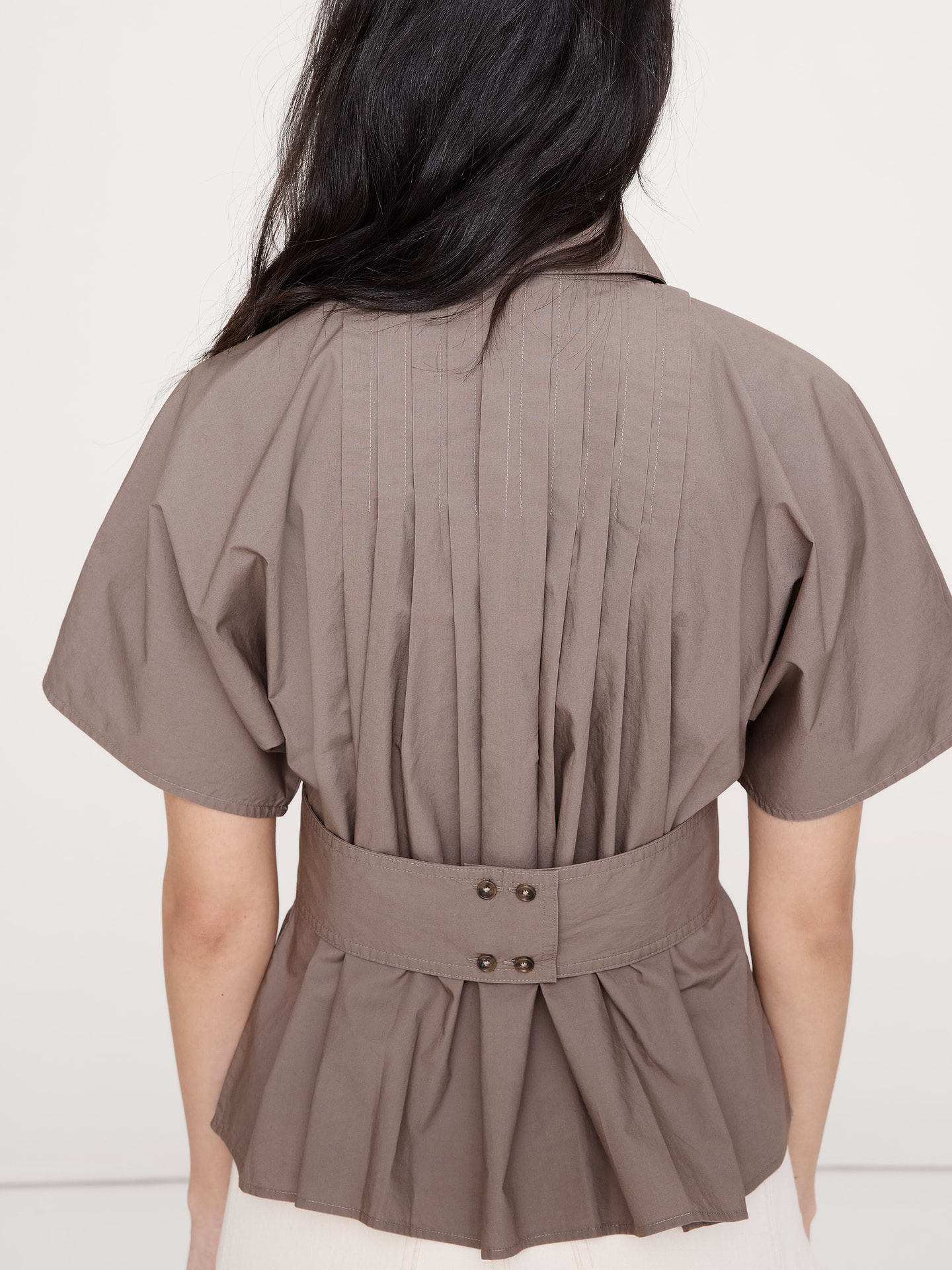 Image number 2 showing, Pleated Cotton Poplin Top