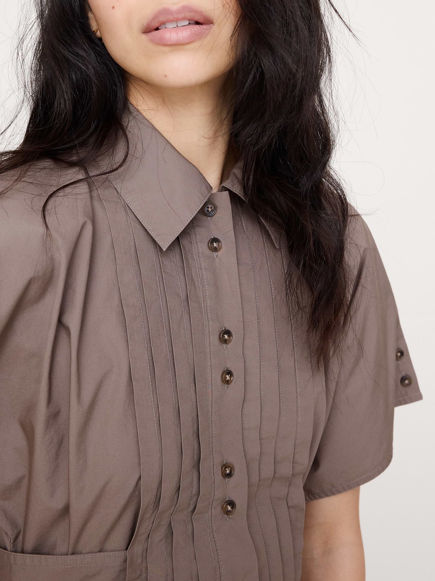 Image number 3 showing, Pleated Cotton Poplin Top