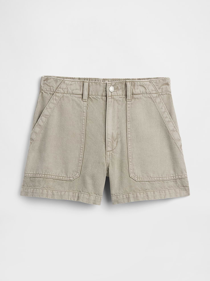 Image number 7 showing, 4" High Rise Soft Denim Utility Shorts