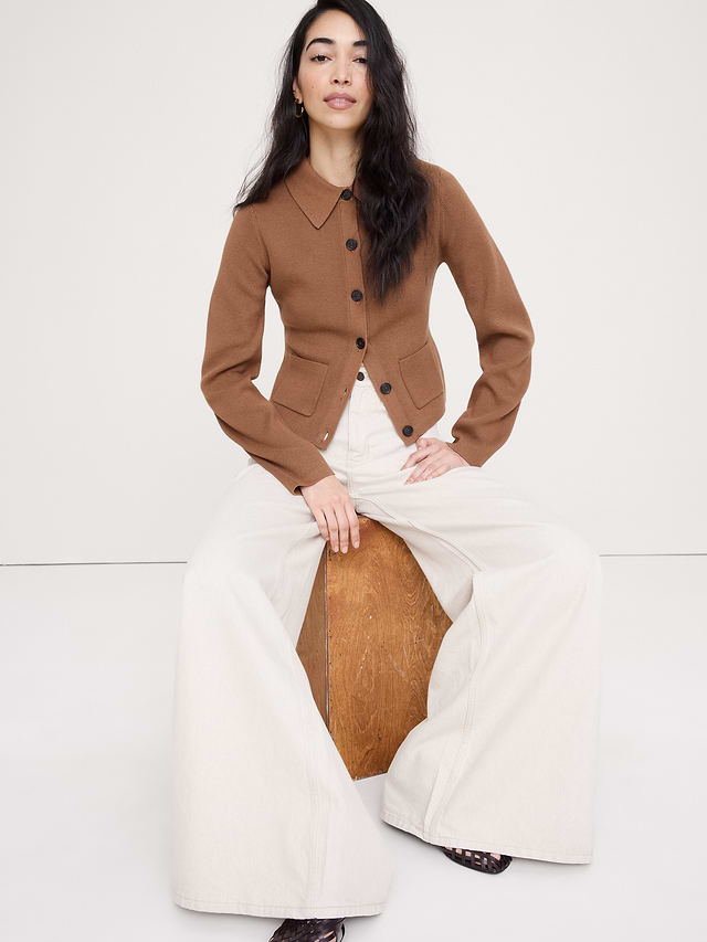 Larkspur Cotton-Silk Polo Cardigan