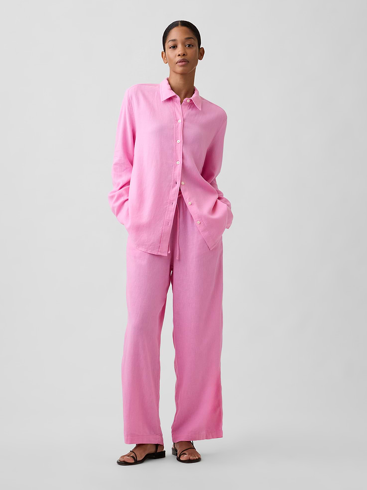 Image 3 of 5, Linen-Blend Easy Shirt