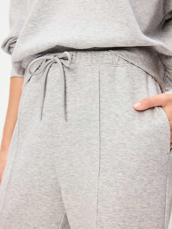 Mid-Rise Dynamic Fleece Textured Wide-Leg Sweatpants