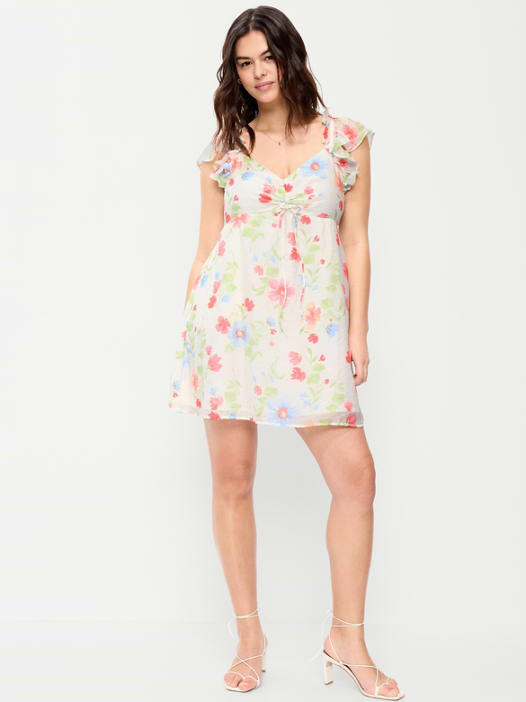 Flutter-Sleeve Fit & Flare Mini Dress