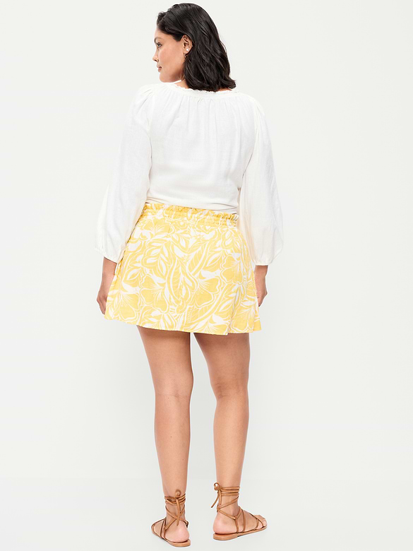 Crinkle Gauze Ruffle Waist Mini Skort
