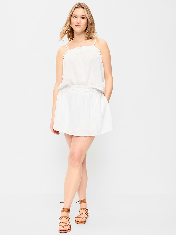 Image number 7 showing, Crinkle Gauze Ruffle Waist Mini Skort
