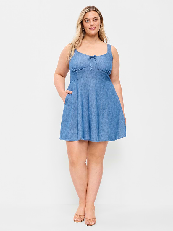 Fit & Flare Denim Mini Dress