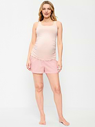 Image number 1 showing, Maternity Poplin Boxer Pajama Shorts