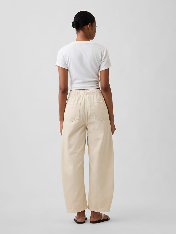 Image number 4 showing, Mid Rise Pull-On Barrel Jeans