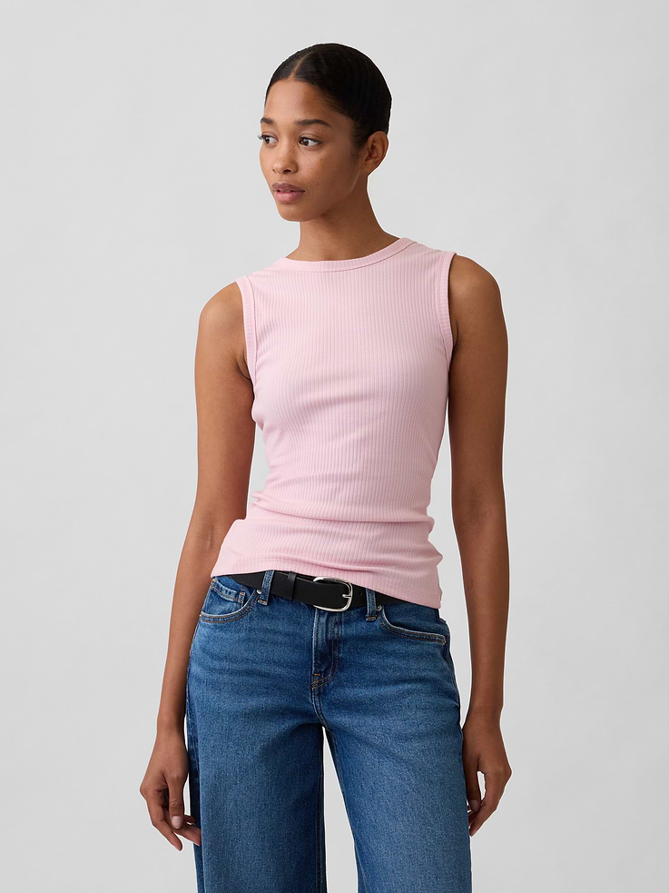 Image 1 of 5, Soft ribbed knit., Tank straps., Crewneck., Select styles have allover stripes., Product #1172512