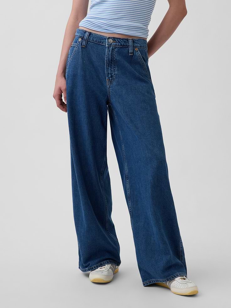 Image number 2 showing, Mid Rise UltraSoft Denim Baggy Trousers