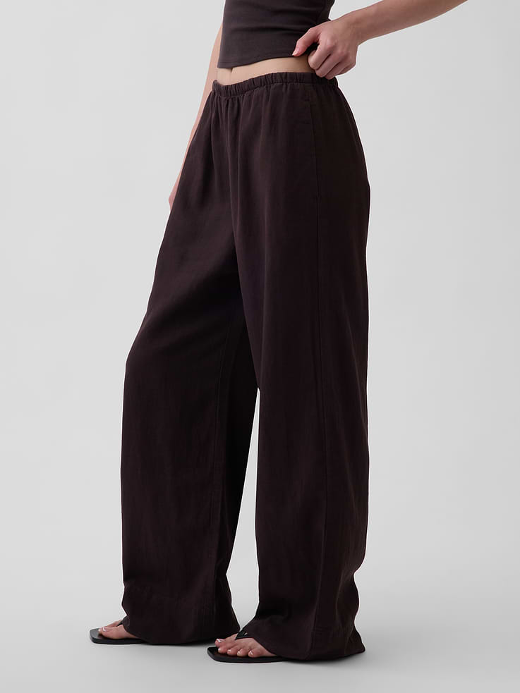 Image number 3 showing, Linen-Blend Easy Wide-Leg Pants