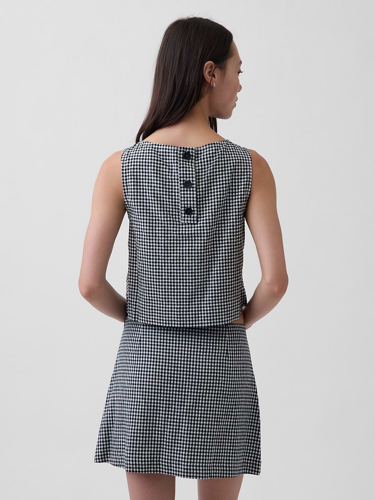 Image number 3 showing, Linen-Blend Crop Shell Tank Top