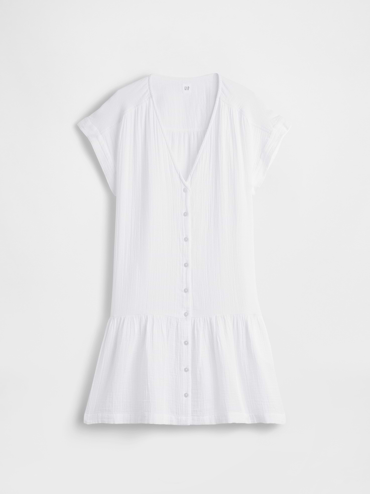 Image number 5 showing, Cotton Gauze Drop-Waist Shirtdress