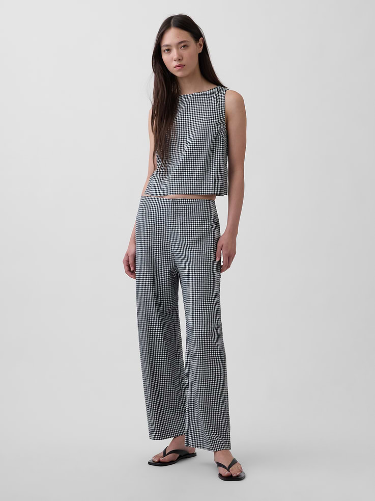 Image number 1 showing, Linen-Blend Relaxed Straight Ankle Pants