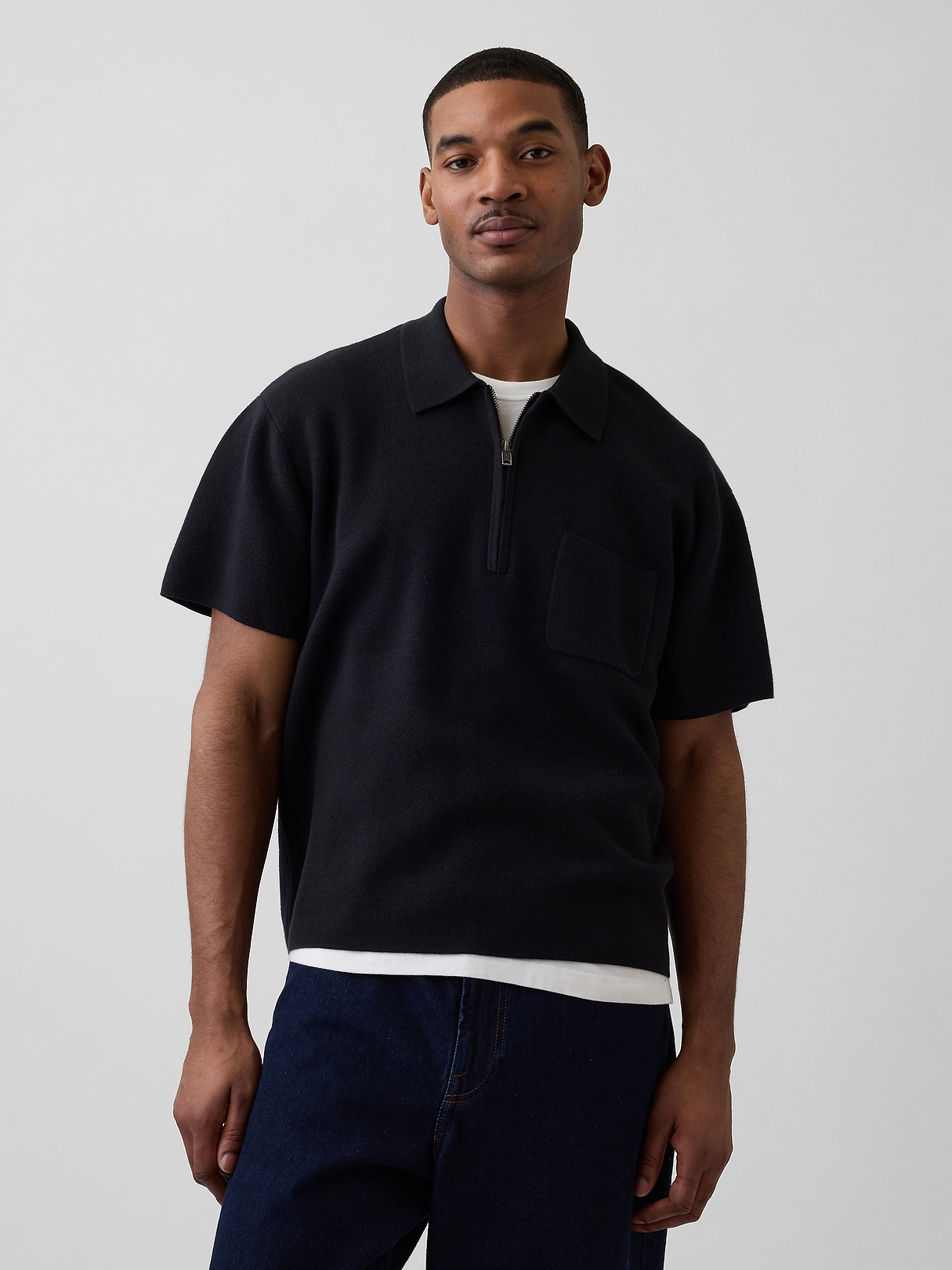 Oversized Quarter-Zip Pocket Polo Sweater | Gap