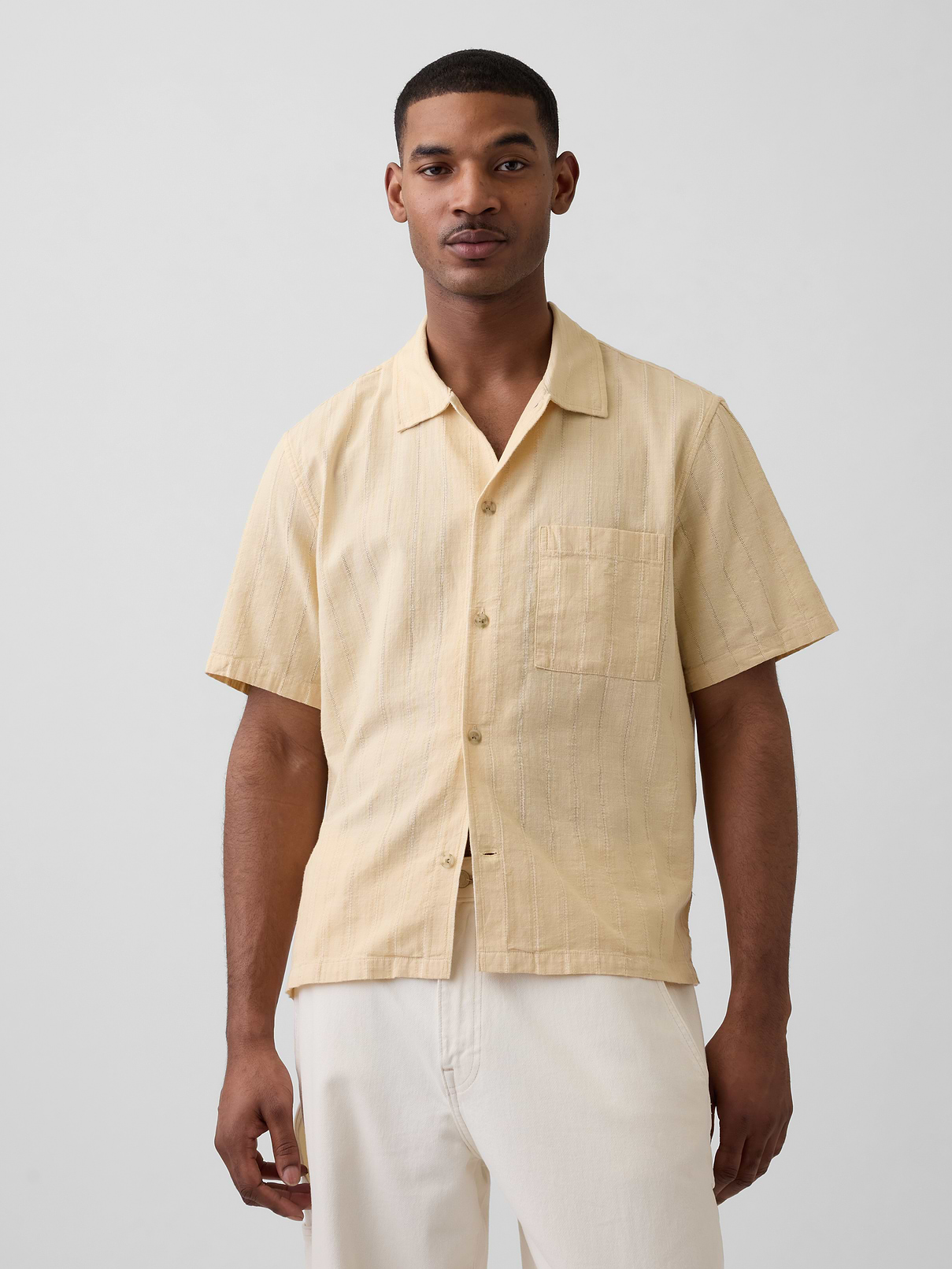Dobby Relaxed Straight-Hem Shirt