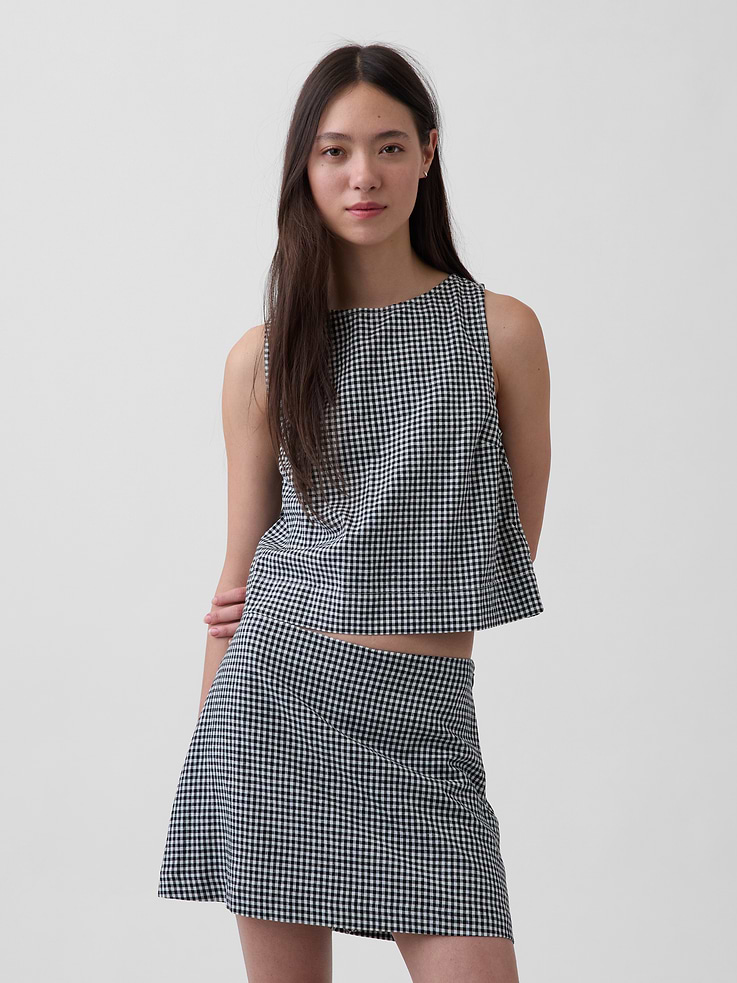 Image number 1 showing, Linen-Blend Crop Shell Tank Top