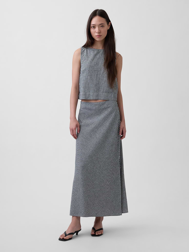 Image number 1 showing, Linen-Blend Maxi Slip Skirt