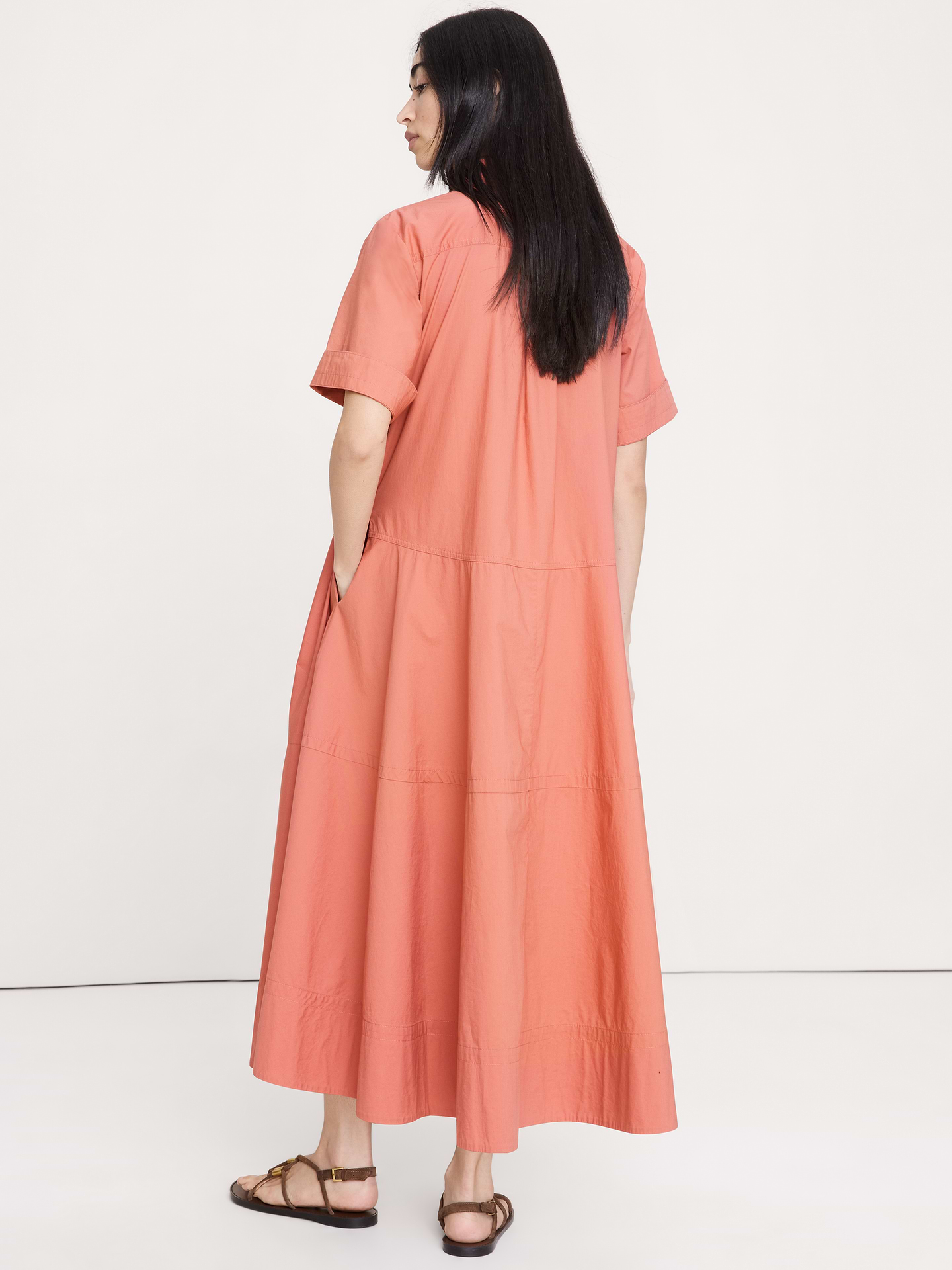 Image number 2 showing, Cotton Poplin Trapeze Maxi Shirt Dress