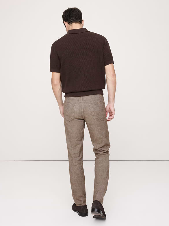 Pantalon Voyageur étroit en lin et coton