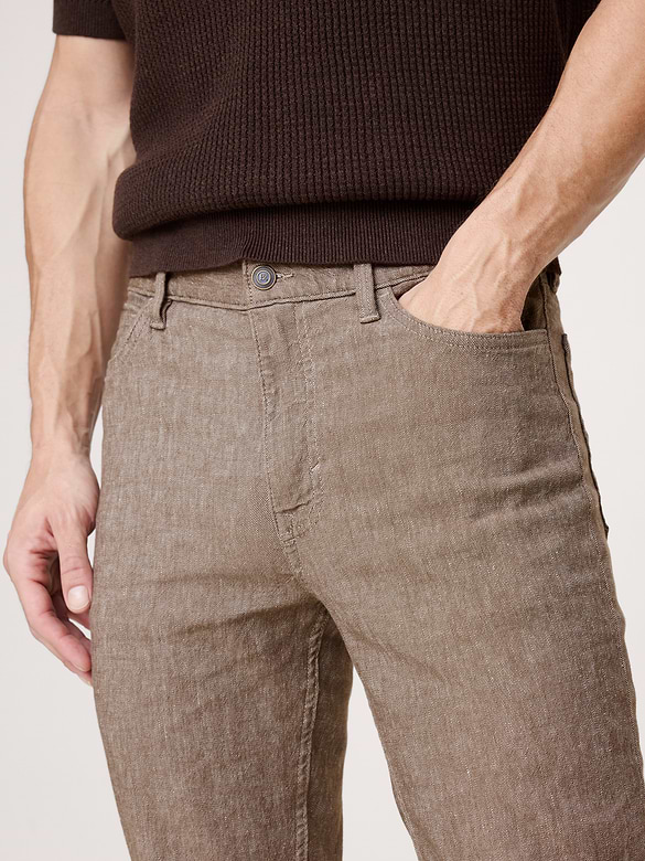 Pantalon Voyageur étroit en lin et coton