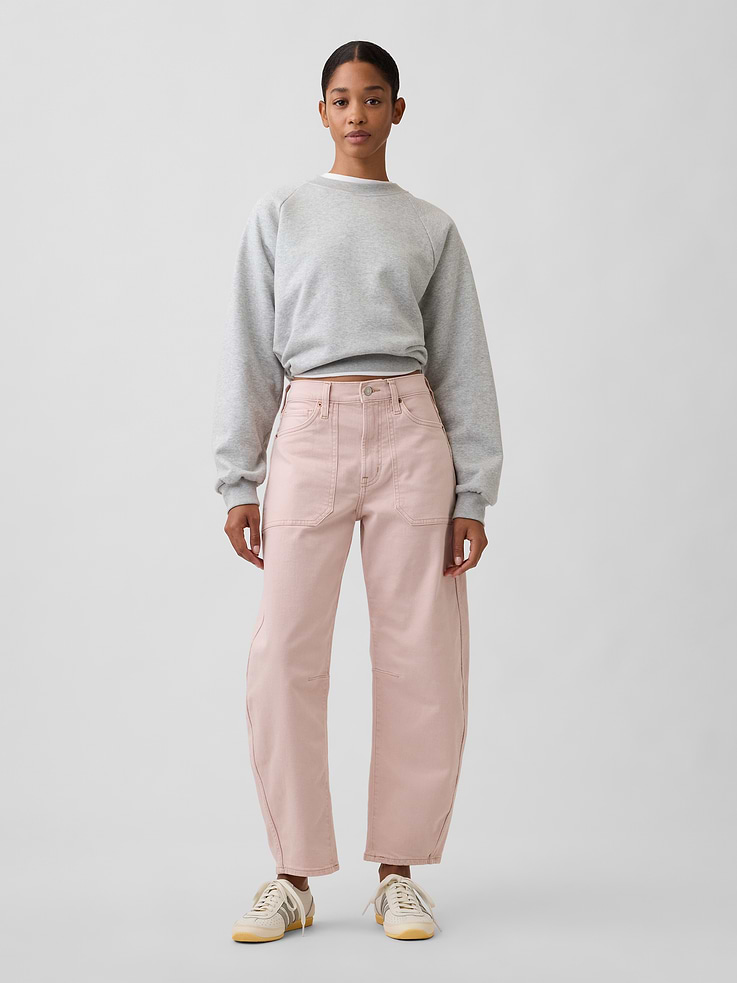 Image number 1 showing, High Rise Barrel Jeans