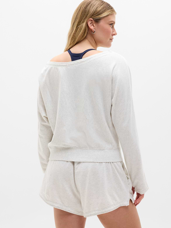 Airy Cotton Terry Boat Neck Sweatshirt