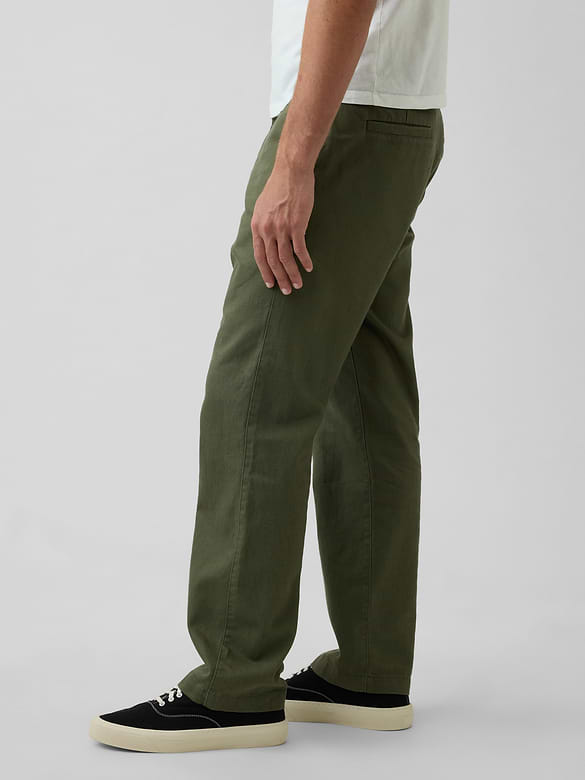 Linen-Cotton Relaxed Straight Trousers