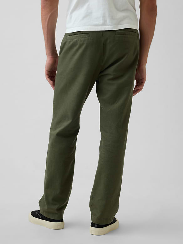 Linen-Cotton Relaxed Straight Trousers