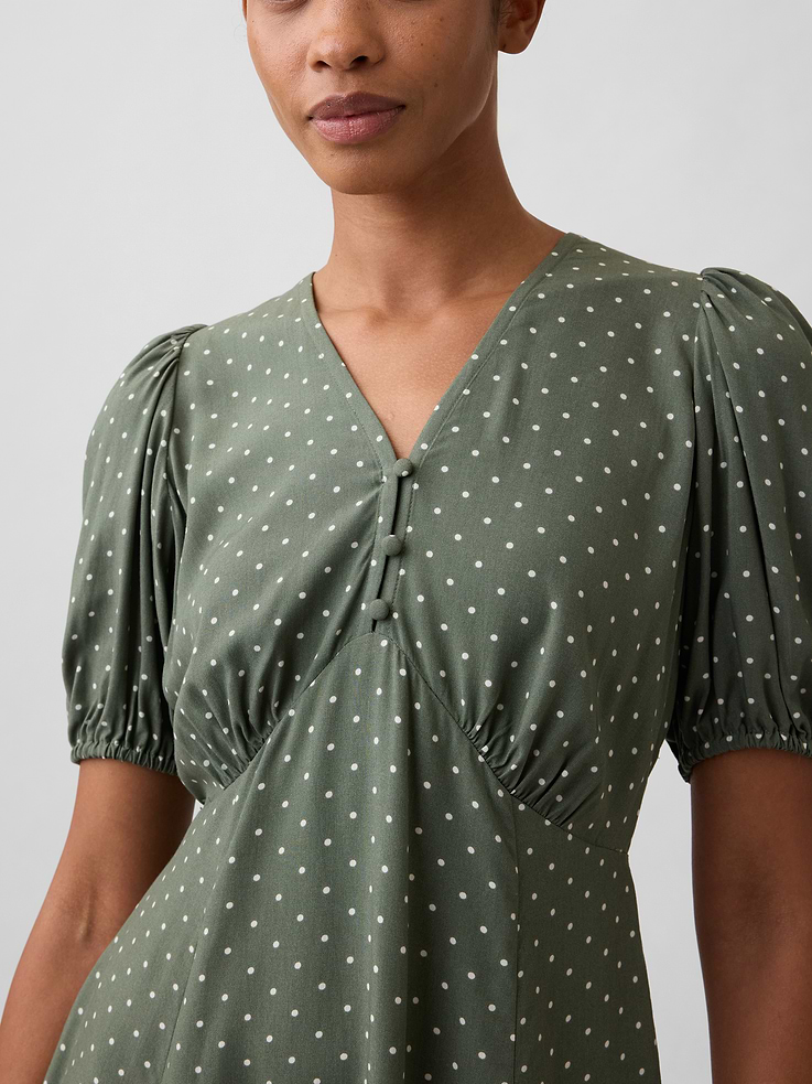 Image number 3 showing, Puff Sleeve V-Neck Mini Dress