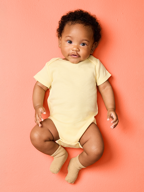 Short-Sleeve Textured Ribbed Bodysuit for Baby