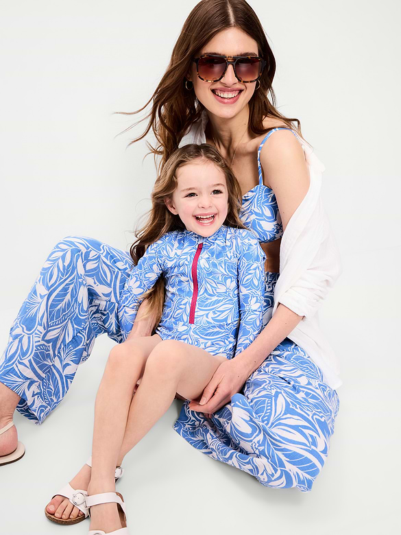 Printed Zip-Front Rashguard One-Piece Swimsuit for Baby