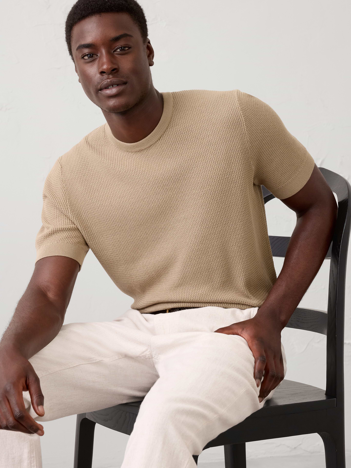Image number 1 showing, Slim-Fit Textured Sweater T-Shirt