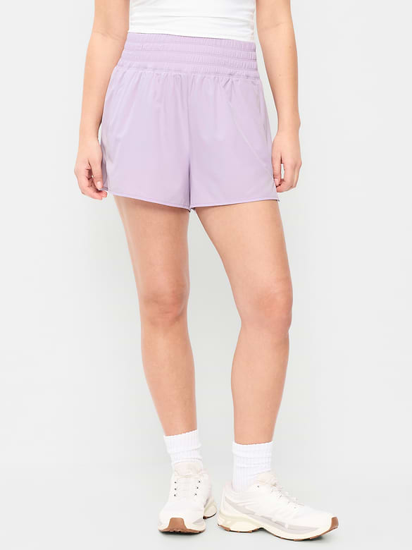 Short de course froissé à taille très haute, entrejambe de 7,5 cm
