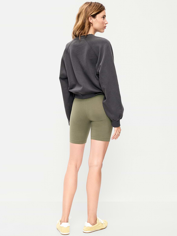 High-Waisted Jersey Biker Shorts -- 8-inch inseam