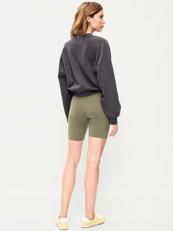 Image number 3 showing, High-Waisted Jersey Biker Shorts -- 8-inch inseam