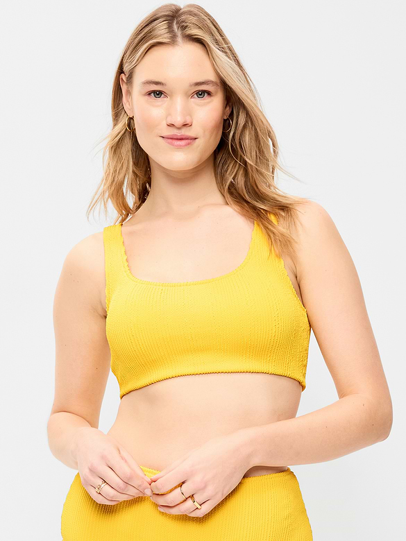 Ribbed Scoop-Neck Swim Top