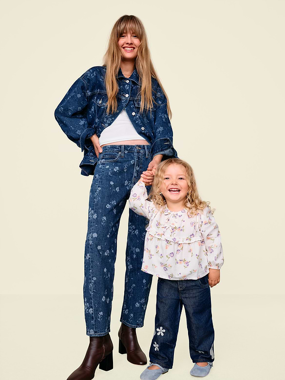 Pull-On Baggy Barrel-Leg Jeans for Toddler Girls