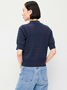 Image number 2 showing, SoSoft Lite Short-Sleeve Pointelle Cropped Polo