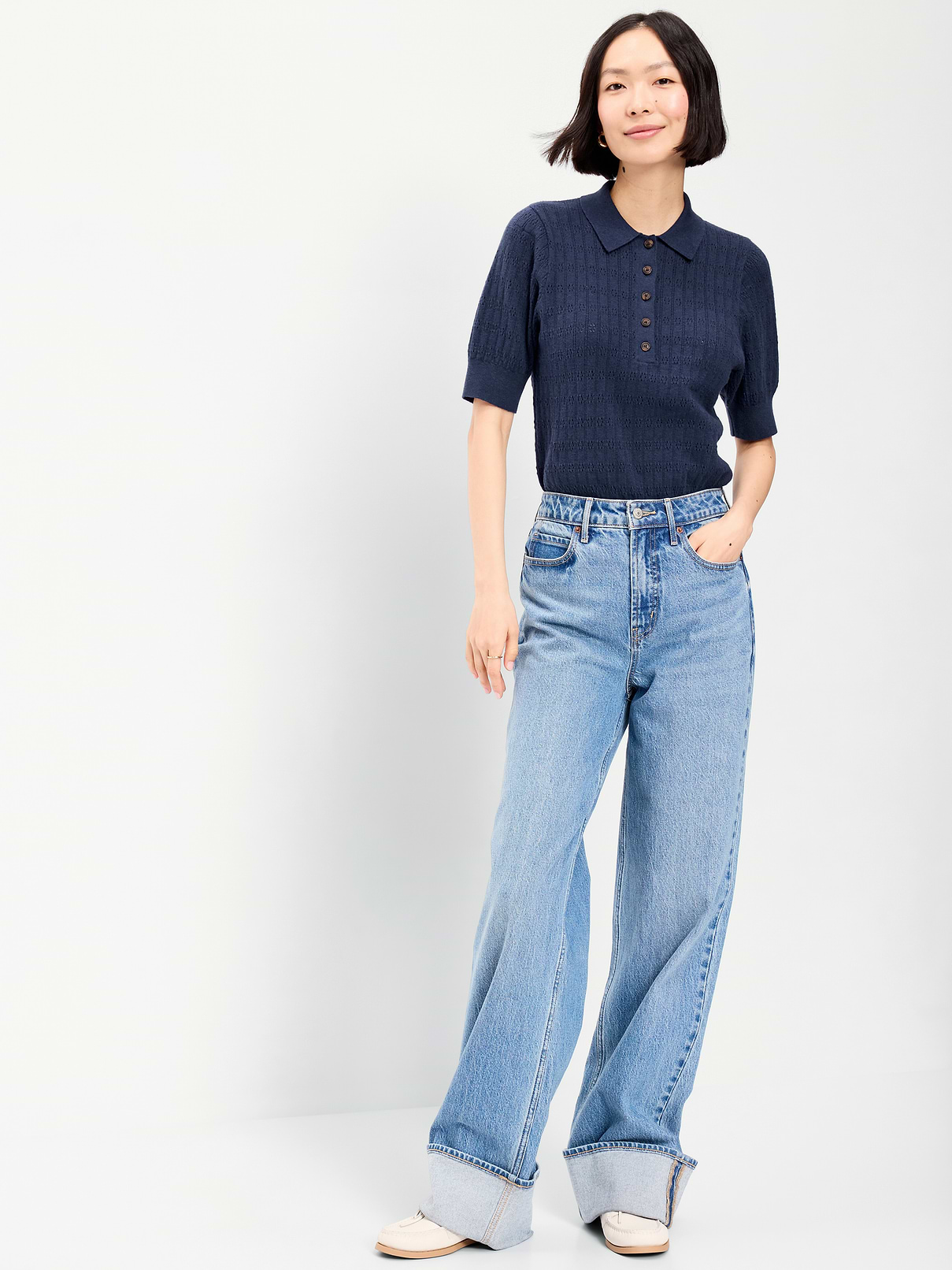 Image number 3 showing, SoSoft Lite Short-Sleeve Pointelle Cropped Polo
